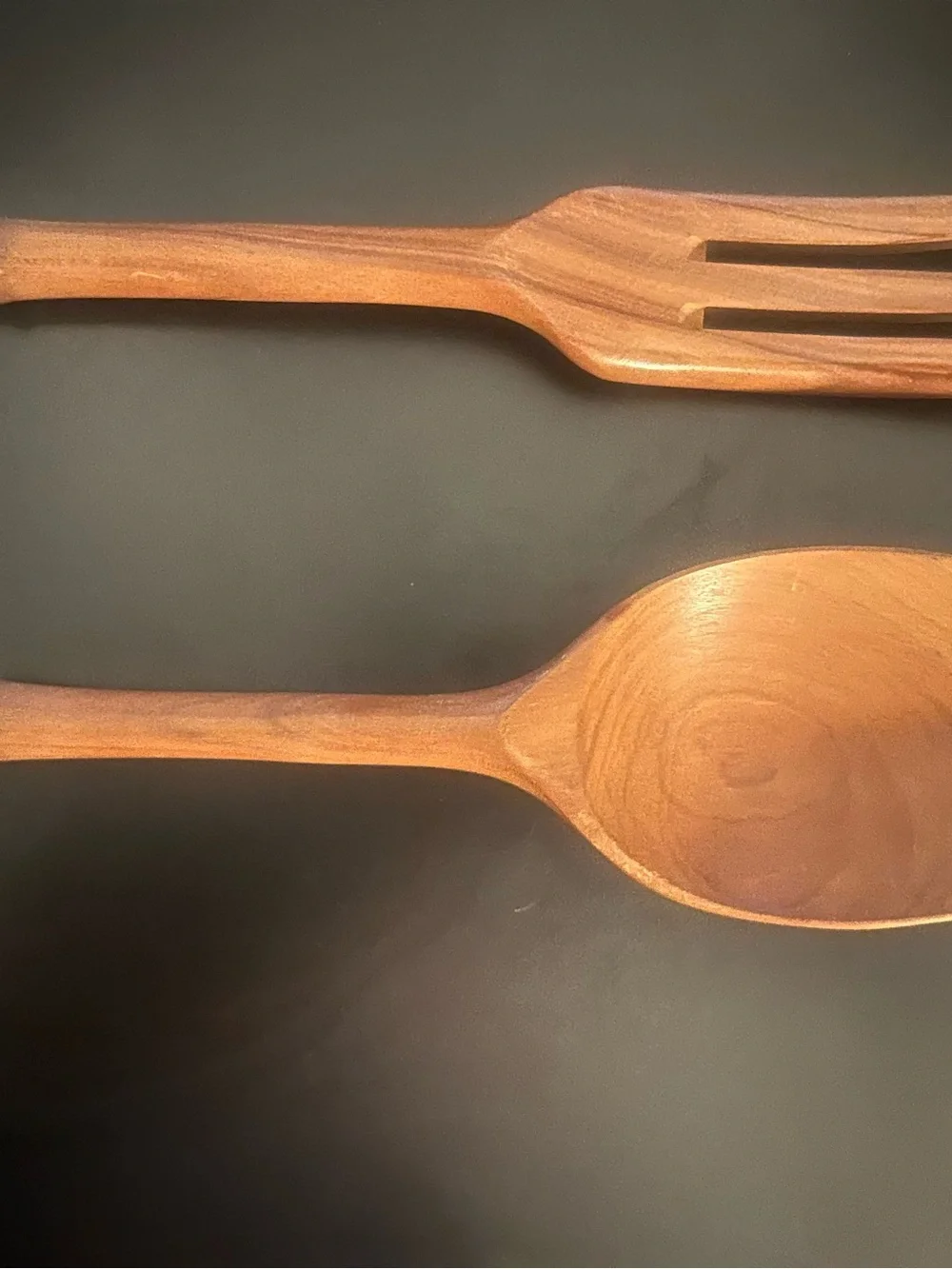 Olive Wood and Sterling Silver Salad Server Set